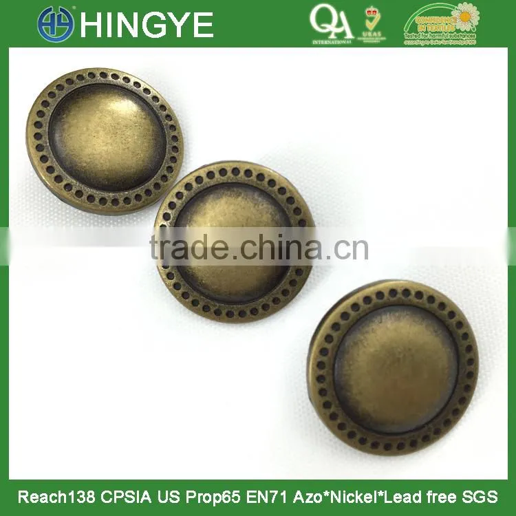 2015 new arrival 25mm fashion antique brass metal shank button for coats-M1666