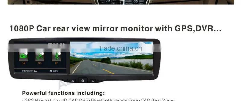 4.3'' rear view mirror gps with DVR Bluetooth car rear monitor