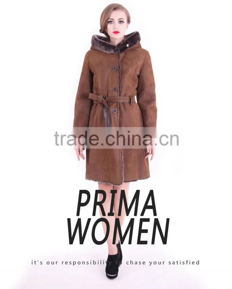 New Design Winter Women Long Slim Fit Wool Fur Coat
