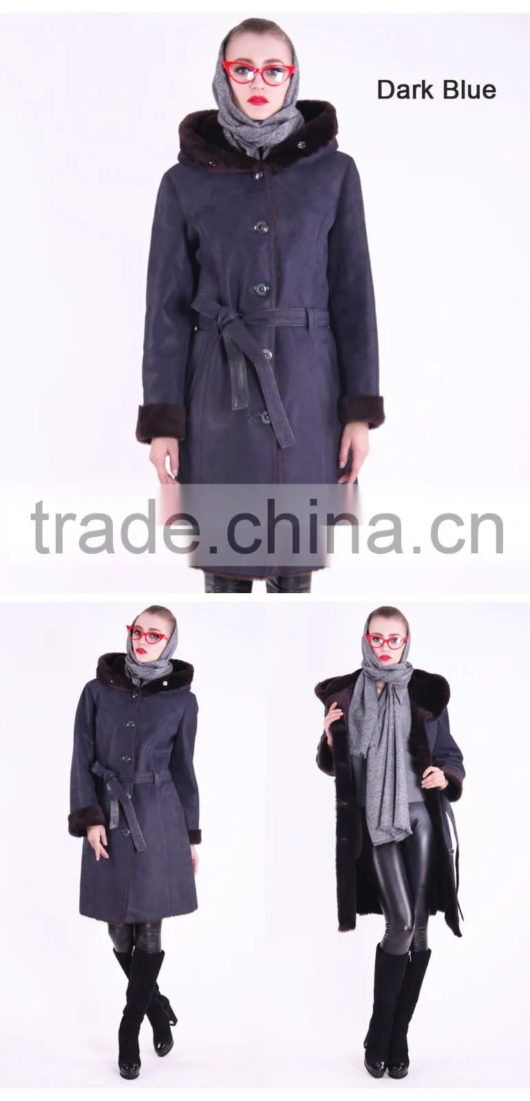 New Design Winter Women Long Slim Fit Wool Fur Coat