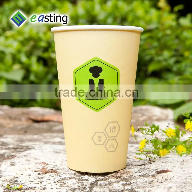 Beautiful 16 oz flexo printing hot coffee paper cup single pe coated