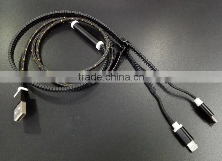 zipper usb data cable 2 in 1 good quality zipper cable