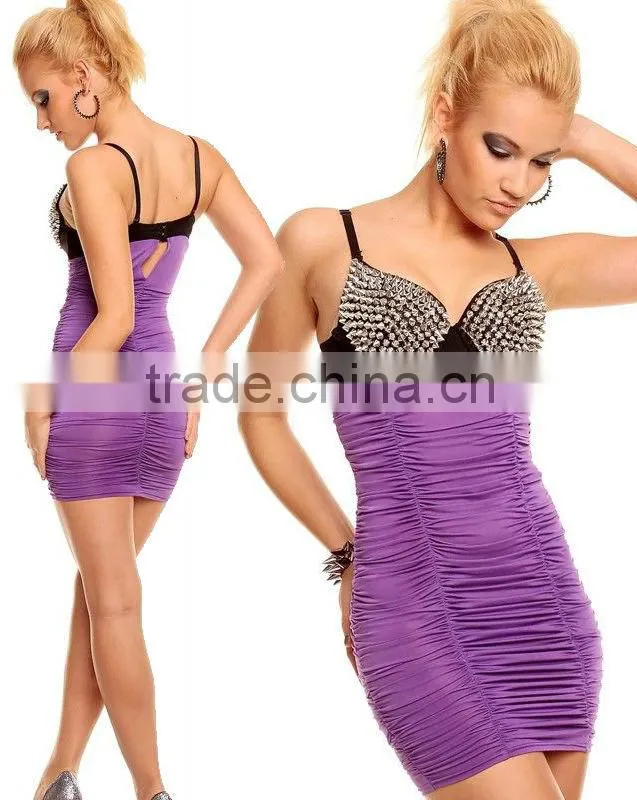2014 Black Dot Flock Mesh Panel Bandage Bodycon Dress