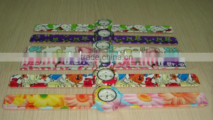 promotion gifts silicone slap watch kids silicon wristband slap watch full printed oem design children slap watch for promotion