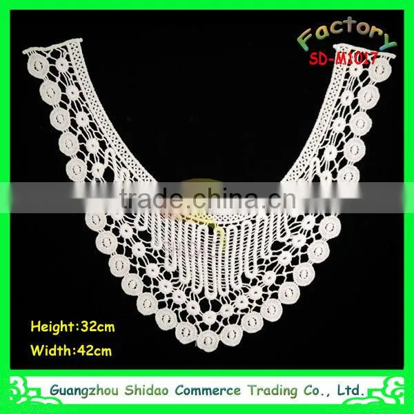 100% cotton material white colour ladies neck design embroidered lace trims