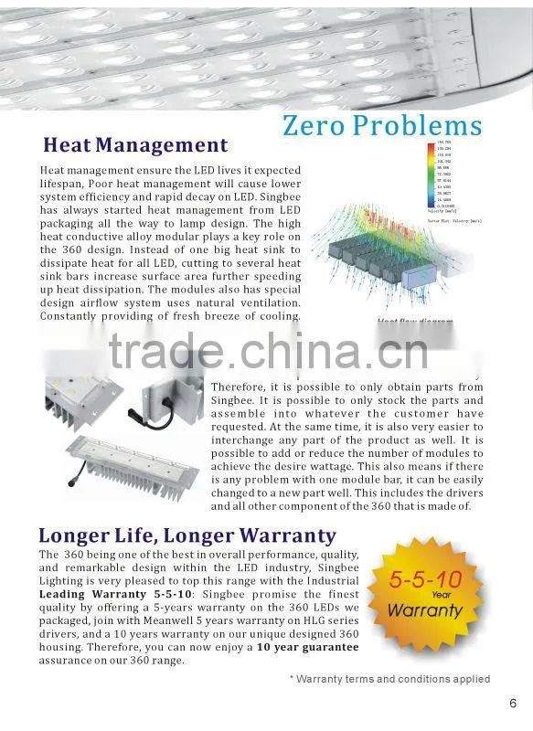 High Lumen Singbee LM80 street led light with CE RoHS UL CUL DLC