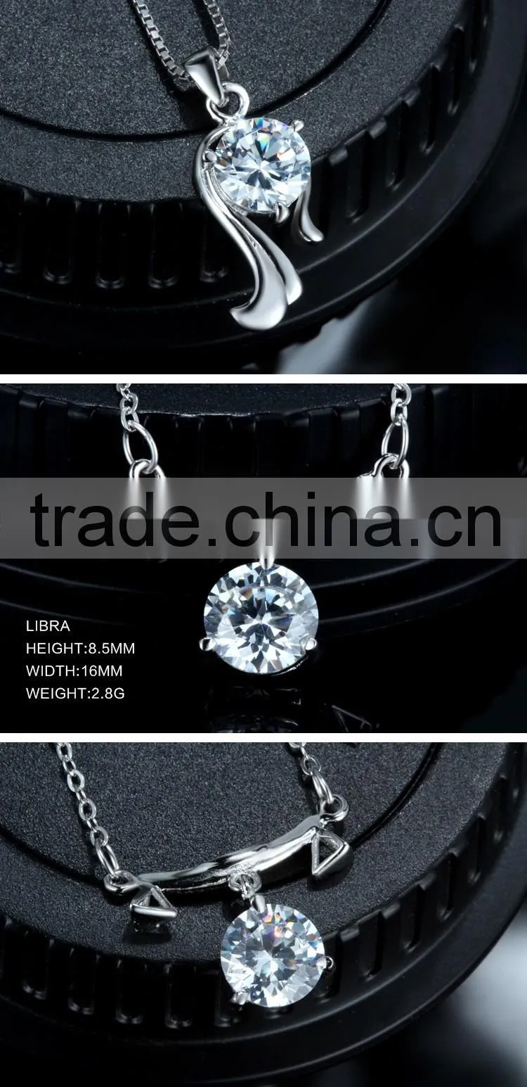 12 constellations 925 Sterling Silver pendant jewelry cubic zircon pendant