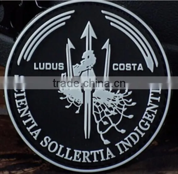 3.15 Inches Round PVC Ludus Costa Military Rubber STICK-ON Patches Scientia Sollertia Ingigentia Patch Badge