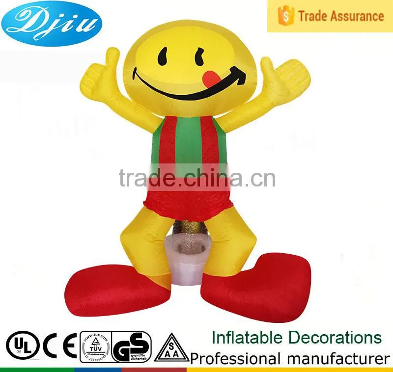 DJ-XT-130 inflatable yellow smile people wear red costume fresher party light supplies mask city