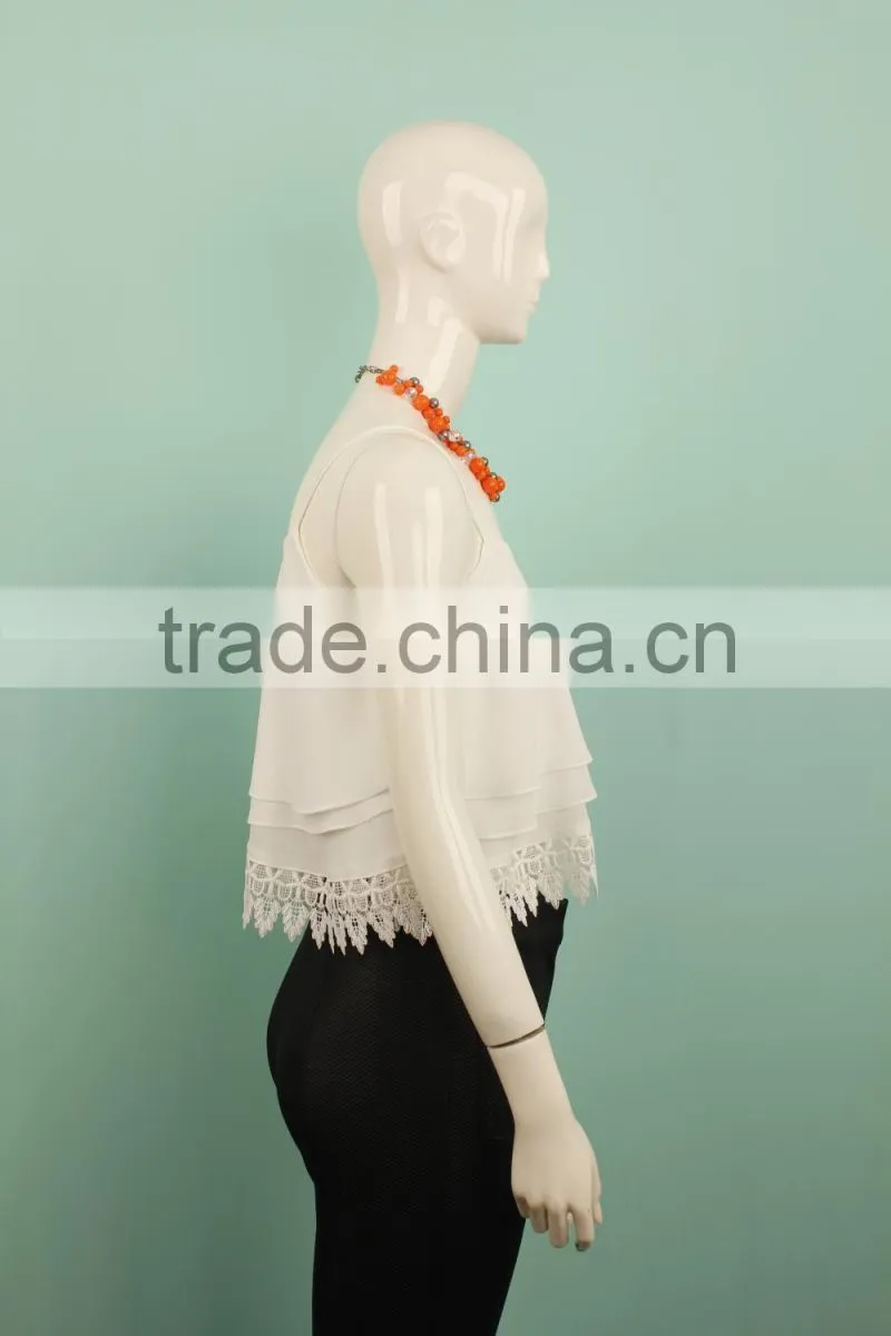 2015 models chiffon blouse lace in the bottom online shopping
