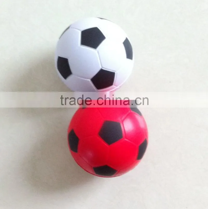 pu foam soccerball white and red soccer stress ball
