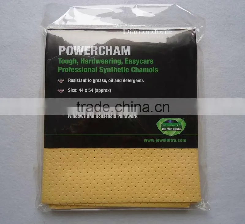 Super oil absorbent chamois car cleaning cloth ( 100%viscose + PU coating + perforation)