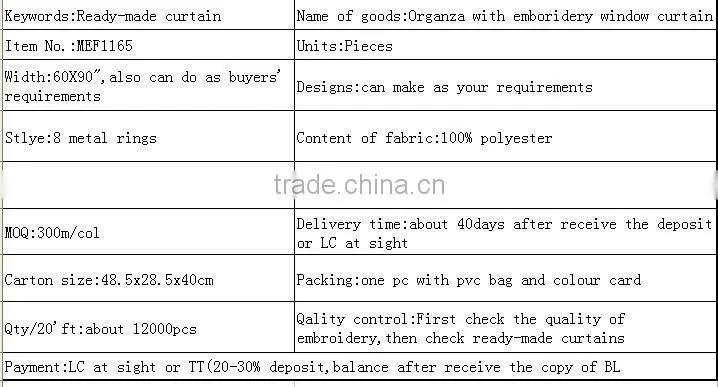 100% polyester embroidered organza fabric
