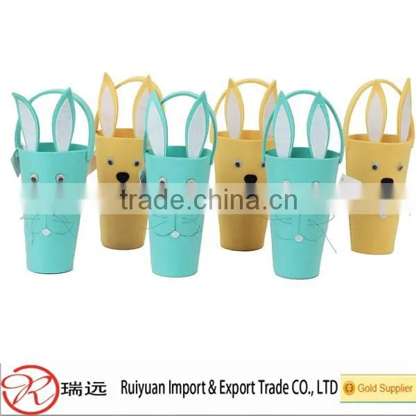 Alibaba wholesale lovely rabbit pattern felt Easter basket