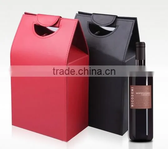 elegant 2 slots leather wine box