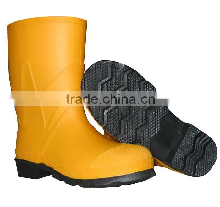 2014 Yellow pvc safety boots for men