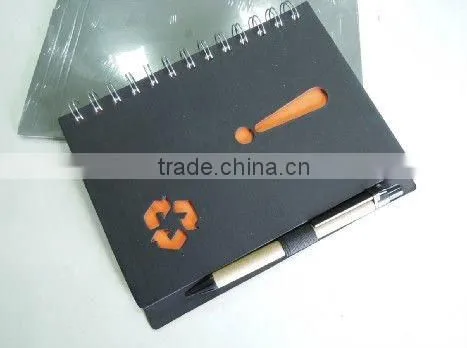 Recycled spiral hard cover notebooks with ballpen