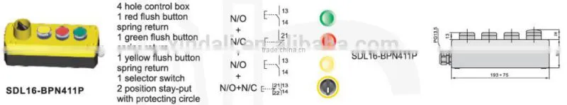 4 holes push button control box/2 position selector switch with protecting circle SDL16-BPN411P/SDL16-JBPC43A1C