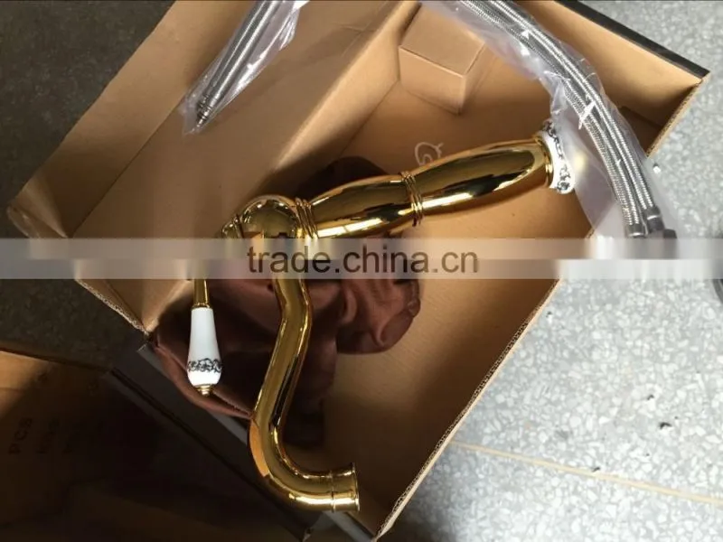 Electroplating Gold Dual Handle Bathroom Basin Faucet Sink tap