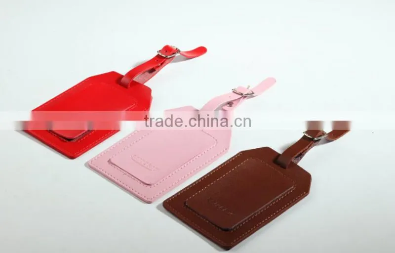 custom made debossed logo leather luggage tag/high quality pu leather luggage tag/leather luggage tag