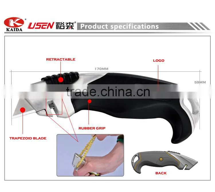 Heavy Duty Aluminium Alloy Auto retractable Utility Cutter Knife