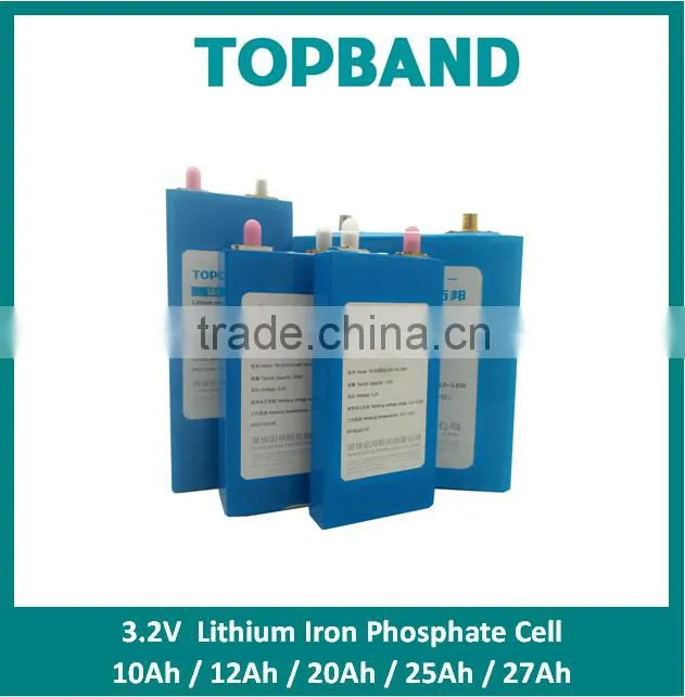 Top Salling!! !TOPBAND 3.2V prismatic LiFePO4 cell 27ah 25ah 20ah 12ah 10ah for energy storage systems backup systems