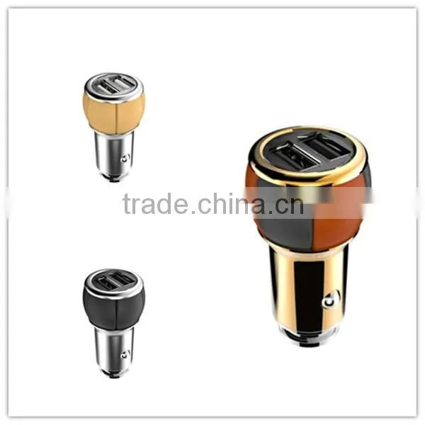 2016 exclusive disign phone car charger leather 12v 2a output usb car charger