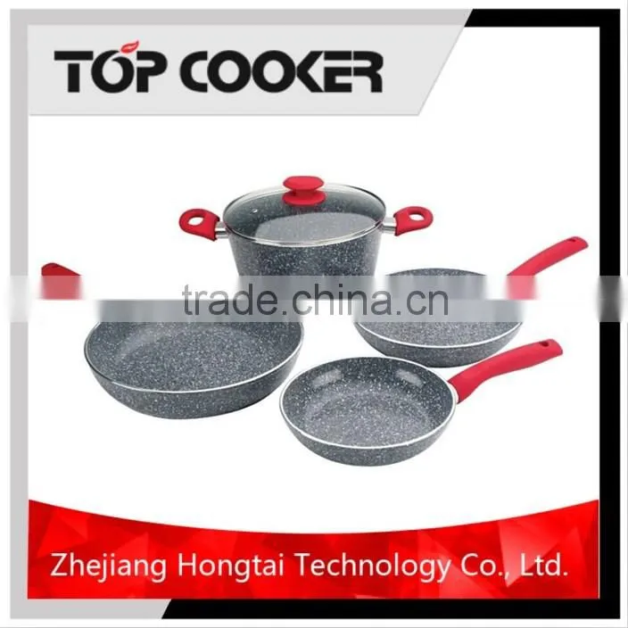 Aluminium press ceramic marble coated cookware set