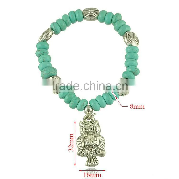 owl model tibetan silver turquoise bracelet, antique silver bracelet