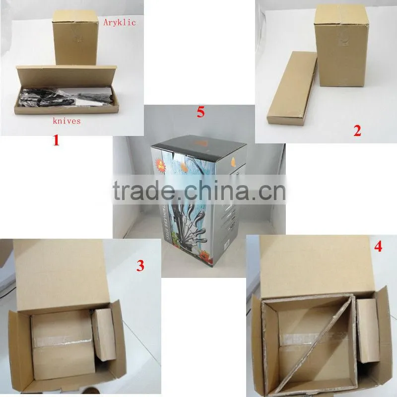 OEM Pipe Shape 5pcs Wooden Block Kitchen Knife