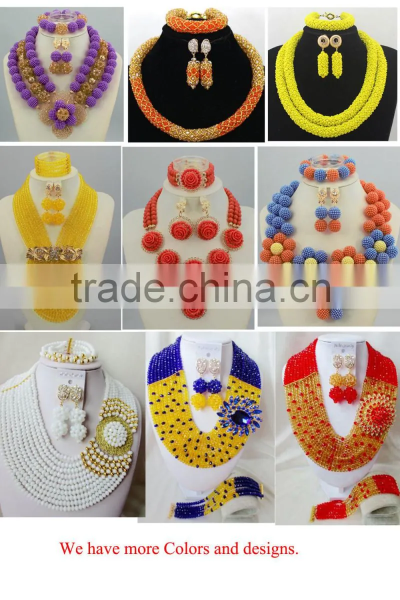 fashion jewelry crystal bead African Handmade crystal Rhinestone jewelry set 18k gold jewelry
