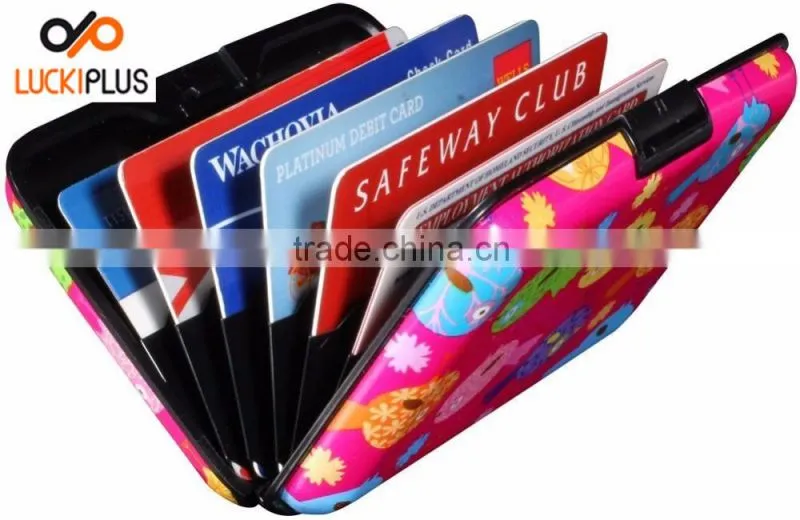 Luckiplus Inventory Black with Yellow Floral Aluminum Wallets Identity Theft Blocker