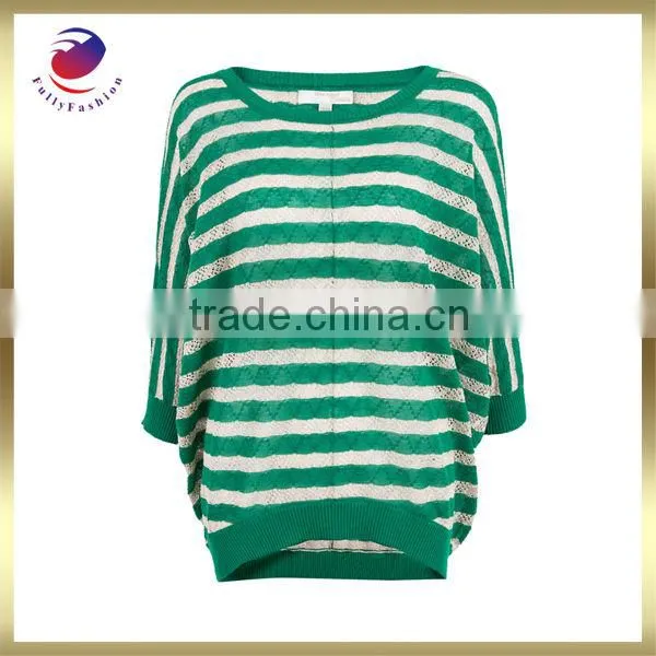 strips ladies batwing knitted sweater