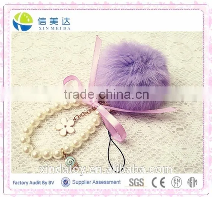 Fashion plush mobile phone and bag pendant/String of Pearls keychain plush toy