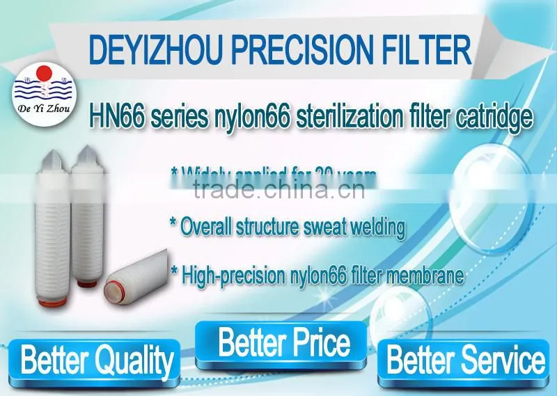 Suzhou factory Nylon 66 sterilization pleated filter element