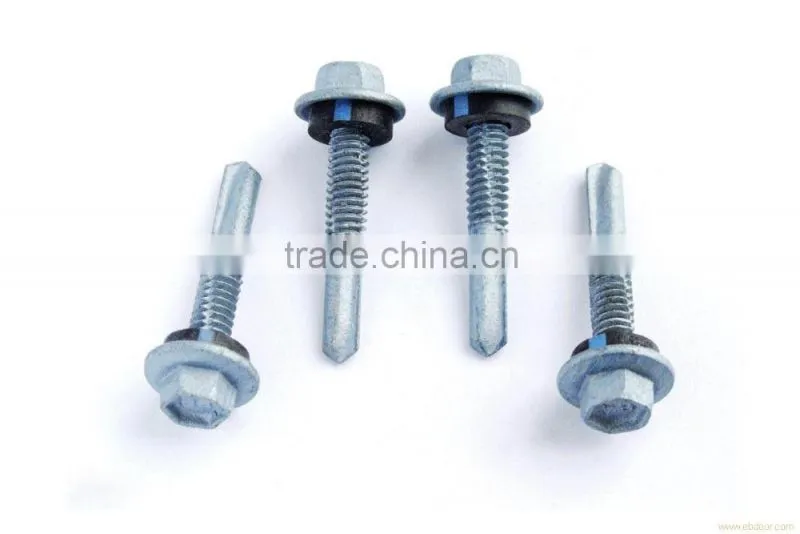Hex washer head self drilling screw with wing and bond washer