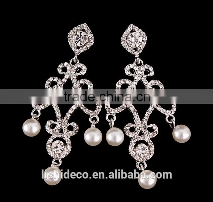 2016 Latest Design Of Pearl Earrings Fashion Design Hanging Earrings Sliver Jewelry