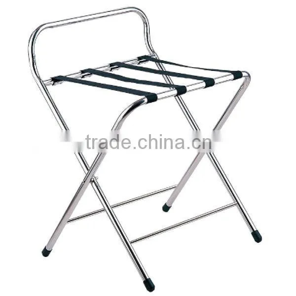Best Price Stainless Steel Hotel Furniture Folding Luggage Racks with Black Straps