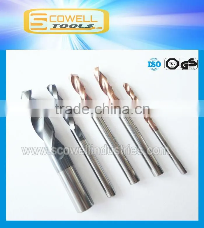 HRC 55 Tungsten carbide drill bits Micro Grain Altin coated for processing harder steel