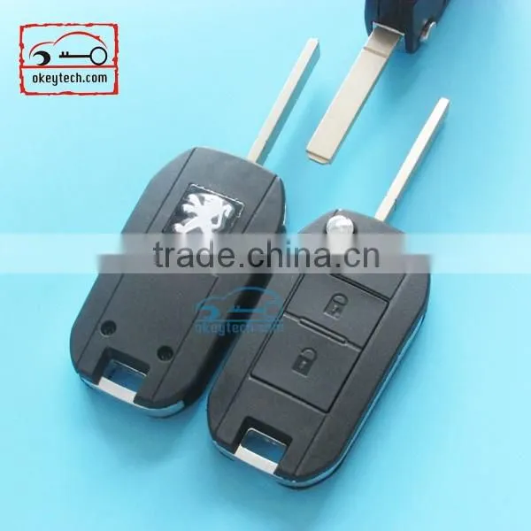 Okeytech Peugeot 206 modified flip remote 2 button key shell Car Key for peugeot 508 romote key shell
