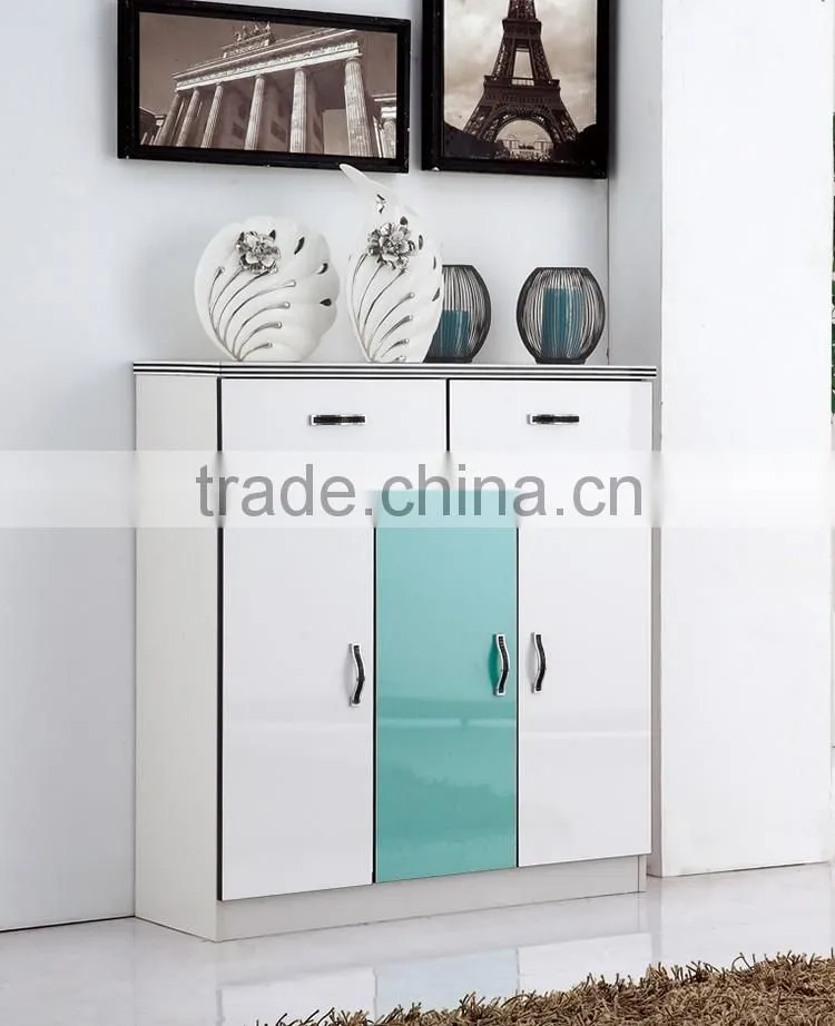 hotsale simple style wooden high gloss shoe cabinet with color combinations