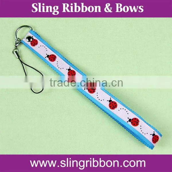 printed grosgrain ribbon handphone pendant