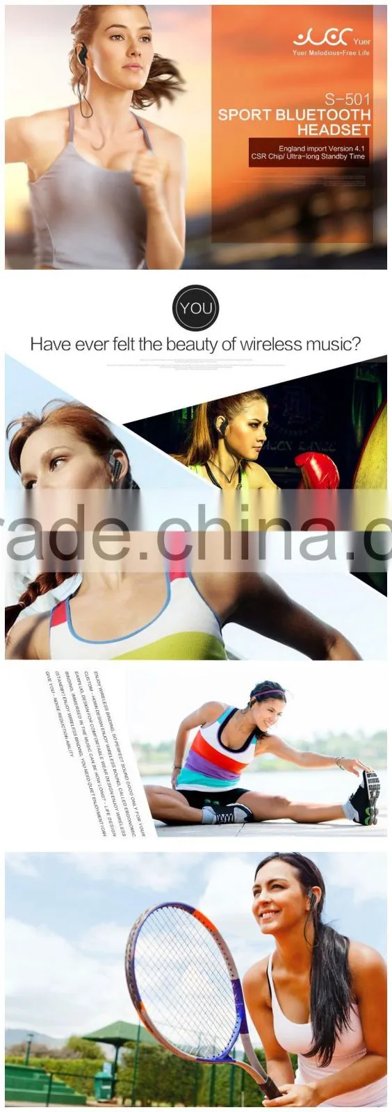 Alibaba express popular stereo sport karaoke microphone wireless headset