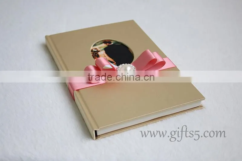 Gold Wedding Guest Book with photo frame