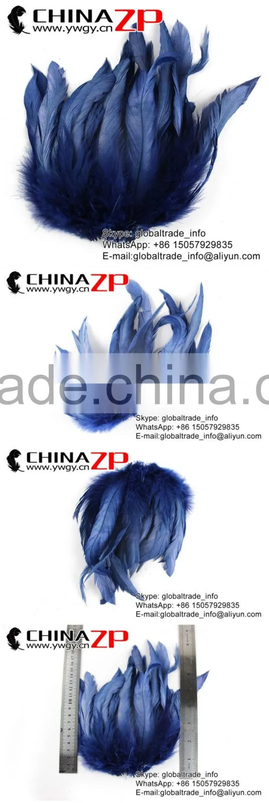 NO.1 Supplier ZPDECOR Bulk Sale Good Cheap Navy Dyed Chicken Rooster Schlappen Feathers