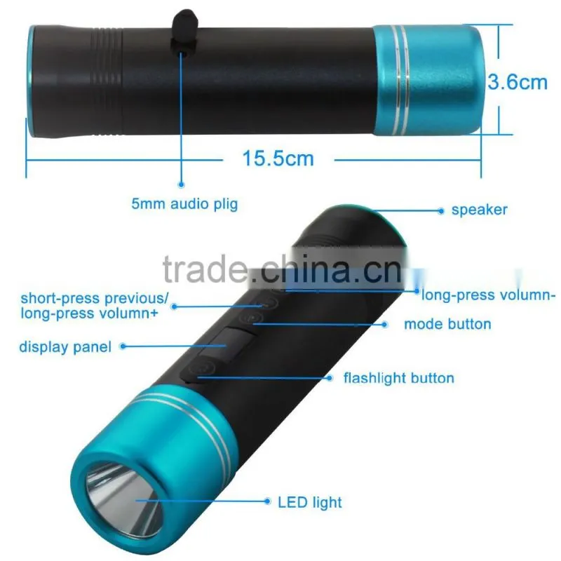 Light Rechargeable Flashlight Bluetooth Speaker Multifunctional 5 Modes Waterproof Anti-distortion For Emergency Use