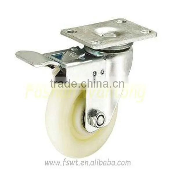 Swivel Screw Bracket White Single Nylon Small Plastic Wheel