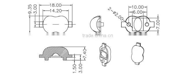 Lens 60x135 degrees for Imitation lumens LED 119 (Ilenstech01CR-AA60135H)