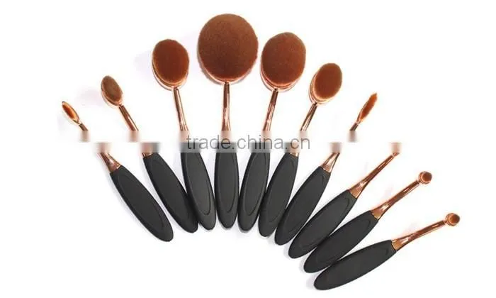 Hot sale New Arrival Tooth Brush Style 10pcs gold Oval makeup brush set