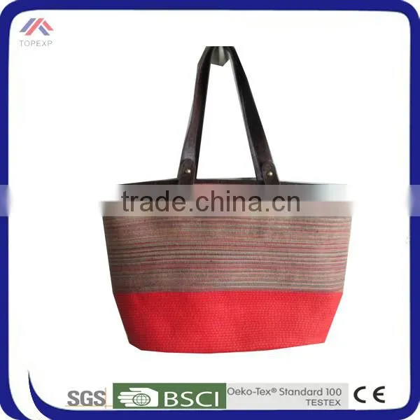 Tiny Handbag Pinstripe Canvas Tote Bag For Female